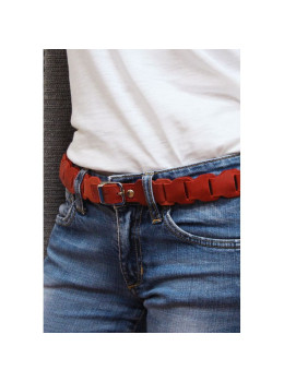 Женский кожаный бохо-ремень коралловый Blancnote BN-BELT-1-coral