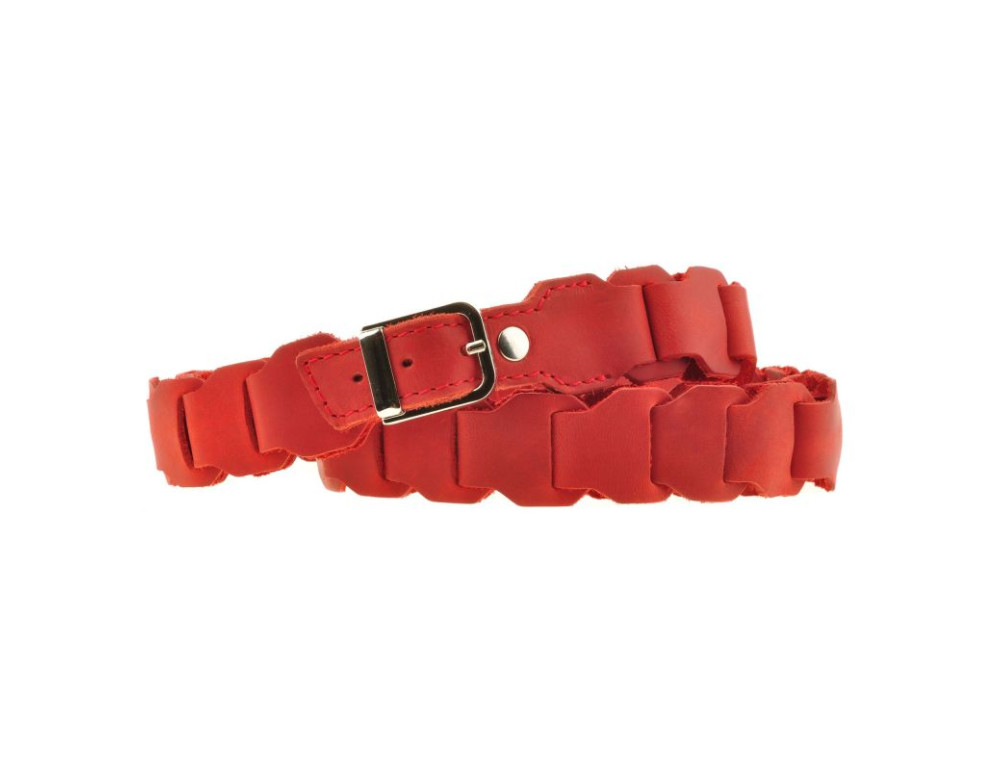 Жіночий шкіряний короловий бохо-ремінь Blancnote BN-BELT-1-coral - Фотографія № 7
