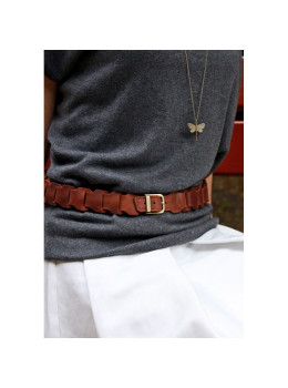 Женский кожаный бохо-ремень светло-коричневый Blancnote BN-BELT-1-k-kr