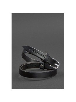 Чёрный женский ремень из кожи 15 мм Blancnote BN-BELT-4-RAVEN