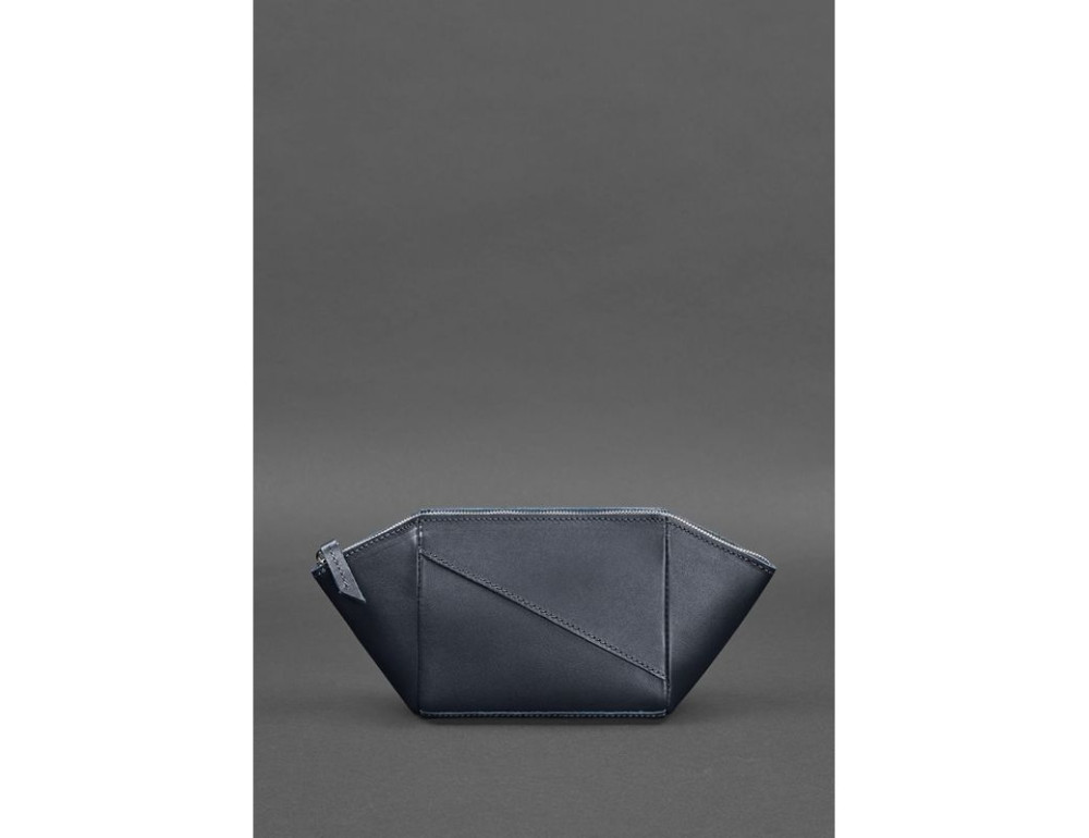 Жіноча шкіряна косметичка Краст темно-синя Blanknote BN-CB-2-navy-blue - Фотографія № 4