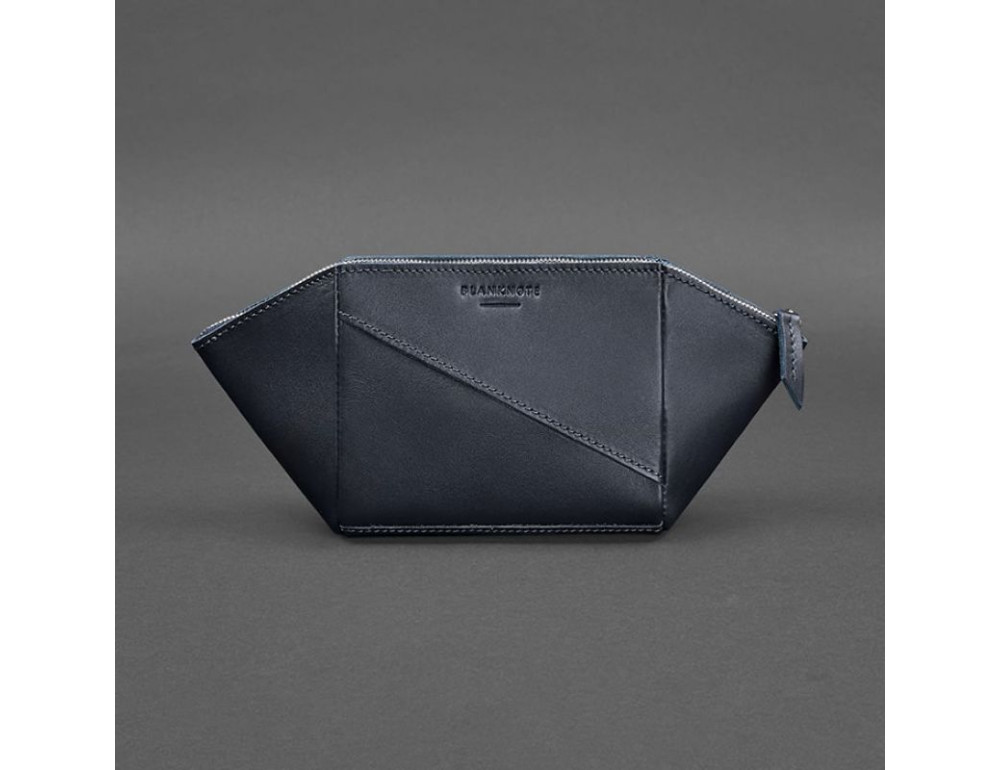 Жіноча шкіряна косметичка Краст темно-синя Blanknote BN-CB-2-navy-blue - Фотографія № 6