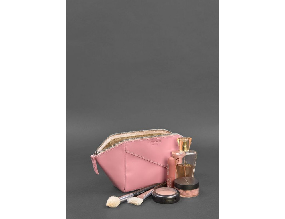 Жіноча рожева шкіряна косметичка Краст Blanknote BN-CB-2-pink-peach - Фотографія № 3