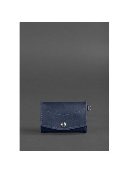 Кожаная монетница с клапаном 1.0 темно-синяя