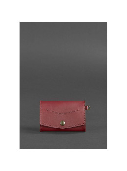 Женская кожаная монетница с клапаном 1.0 бордовая
