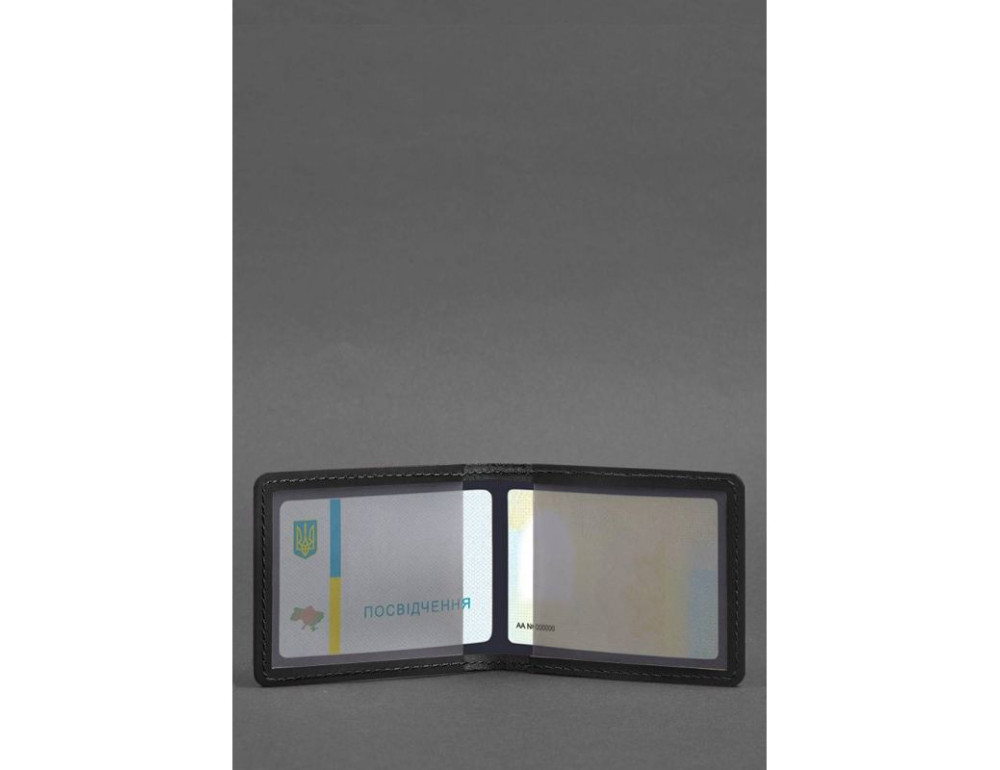 Чорна шкіряна обкладинка для посвідчення Blanknote BN-IDC-2-g-kr - Фотографія № 3