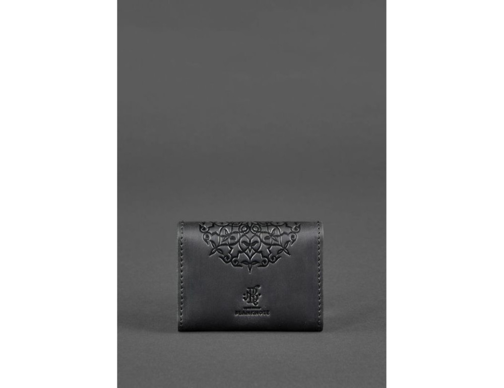 Шкіряний жіночий кард-кейс 3.0 чорний з мандалою Blancnote BN-KK-3-g-man - Фотографія № 4