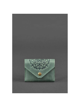 Кожаный кард-кейс 3.0 зеленый с мандалой Blancnote BN-KK-3-iz-man