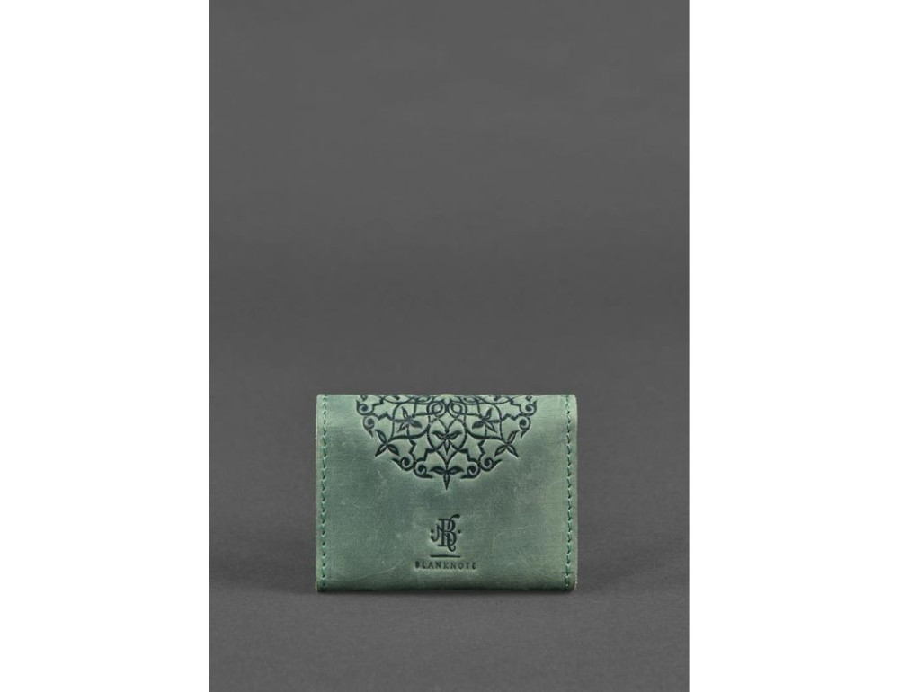 Шкіряний кард-кейс 3.0 зелений з мандалою Blancnote BN-KK-3-iz-man - Фотографія № 4