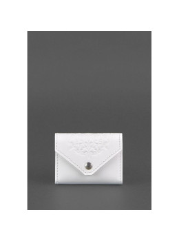 Женский кожаный кард-кейс 3.0 (Гармошка) Белый с мандалой Blancnote BN-KK-3-light