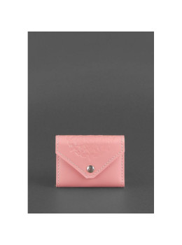 Женский кожаный кард-кейс 3.0 (Гармошка) Розовый с мандалой Blancnote BN-KK-3-pink-peach
