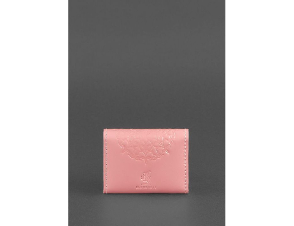 Жіночий шкіряний кард-кейс 3.0 (Гармошка) Рожевий з мандалою Blancnote BN-KK-3-pink-peach - Фотографія № 4