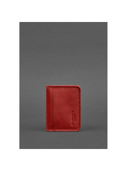 Кожаная обложка для ID-паспорта и водительских прав 4.1 красная с гербом Украины BN-KK-4-1-red