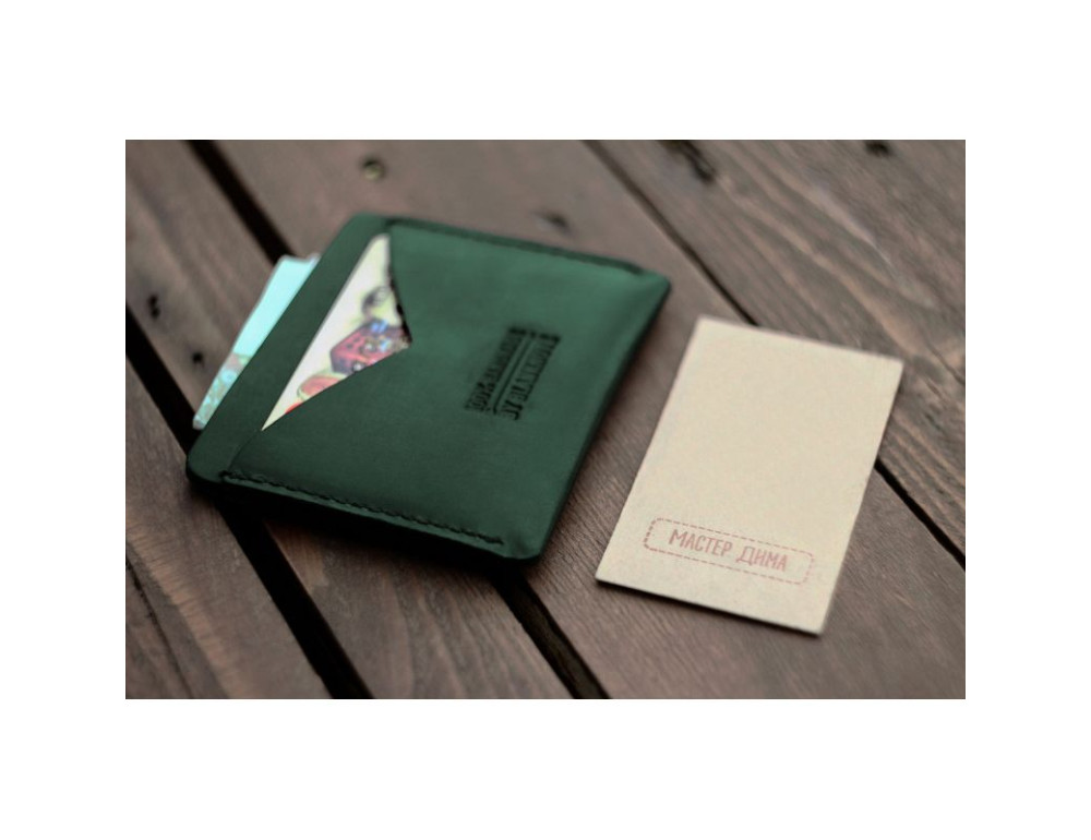 Шкіряна візитниця 5.0 зелена Crazy Horse Blancnote BN-KK-5-iz - Фотографія № 3