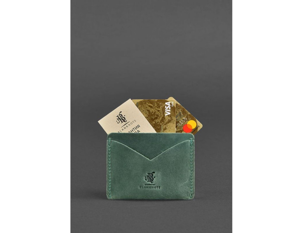 Шкіряна візитниця 5.0 зелена Crazy Horse Blancnote BN-KK-5-iz - Фотографія № 5