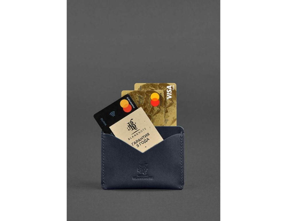 Шкіряна візитниця 5.0 темно-синя Blancnote BN-KK-5-navy-blue - Фотографія № 2