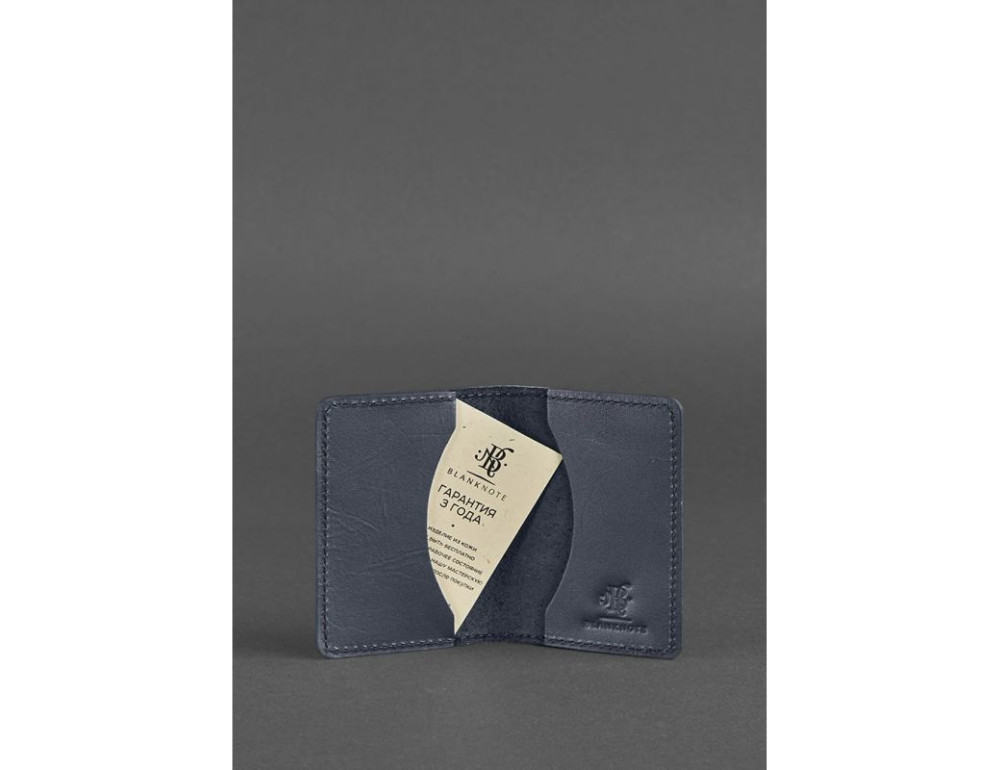 Шкіряний кард-кейс (візитниця) 6.0 темно-синій Blancnote BN-KK-6-navy-blue - Фотографія № 3