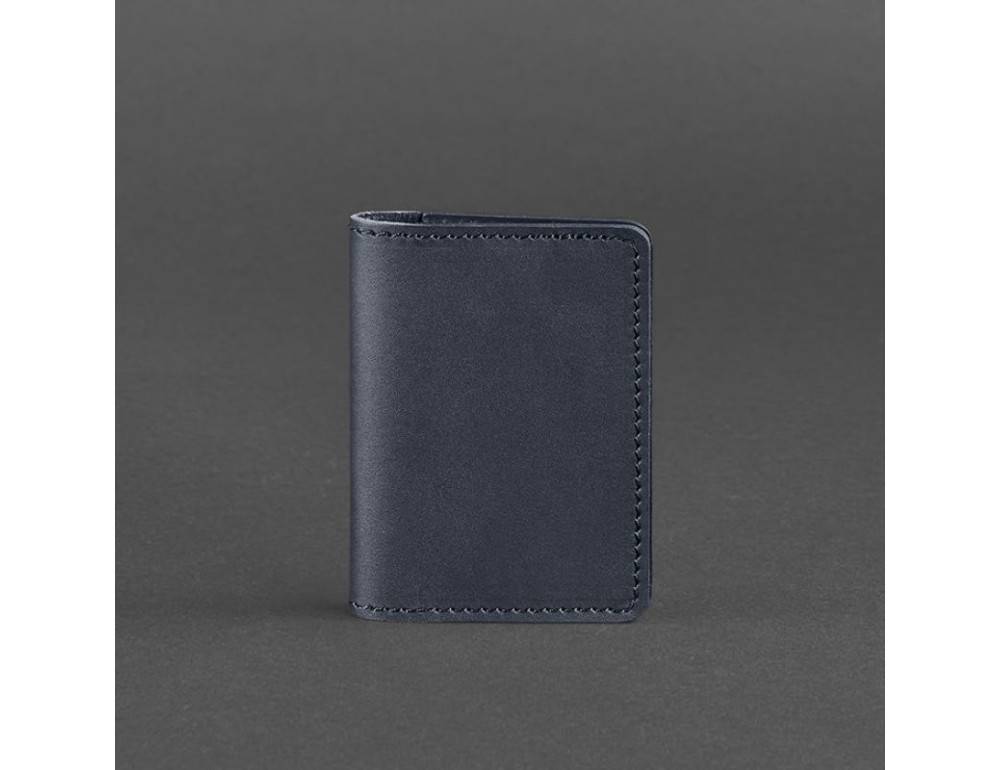 Шкіряний кард-кейс (візитниця) 6.0 темно-синій Blancnote BN-KK-6-navy-blue - Фотографія № 4