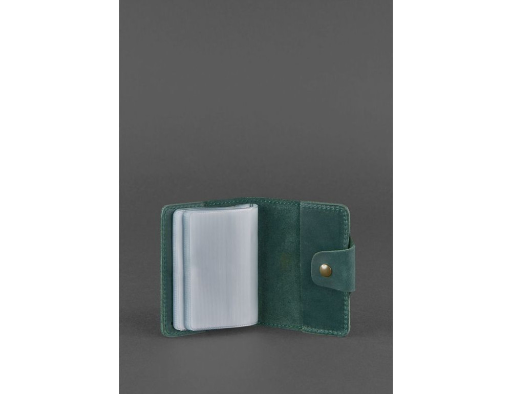 Кожаный кард-кейс 7.1 (Книжечка) зеленый Crazy Horse Blancnote BN-KK-7-1-iz - Фото № 3
