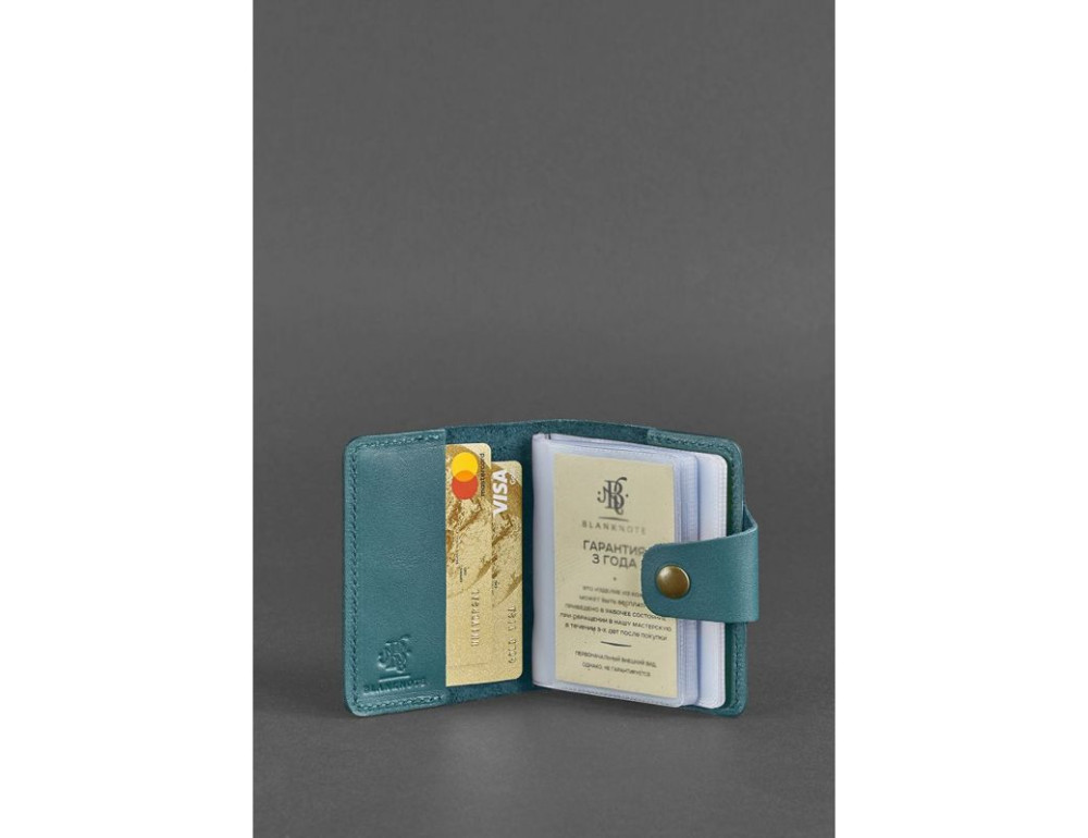 Женский кожаный кард-кейс 7.1 (Книжечка) зеленый Blancnote BN-KK-7-1-malachite - Фото № 2