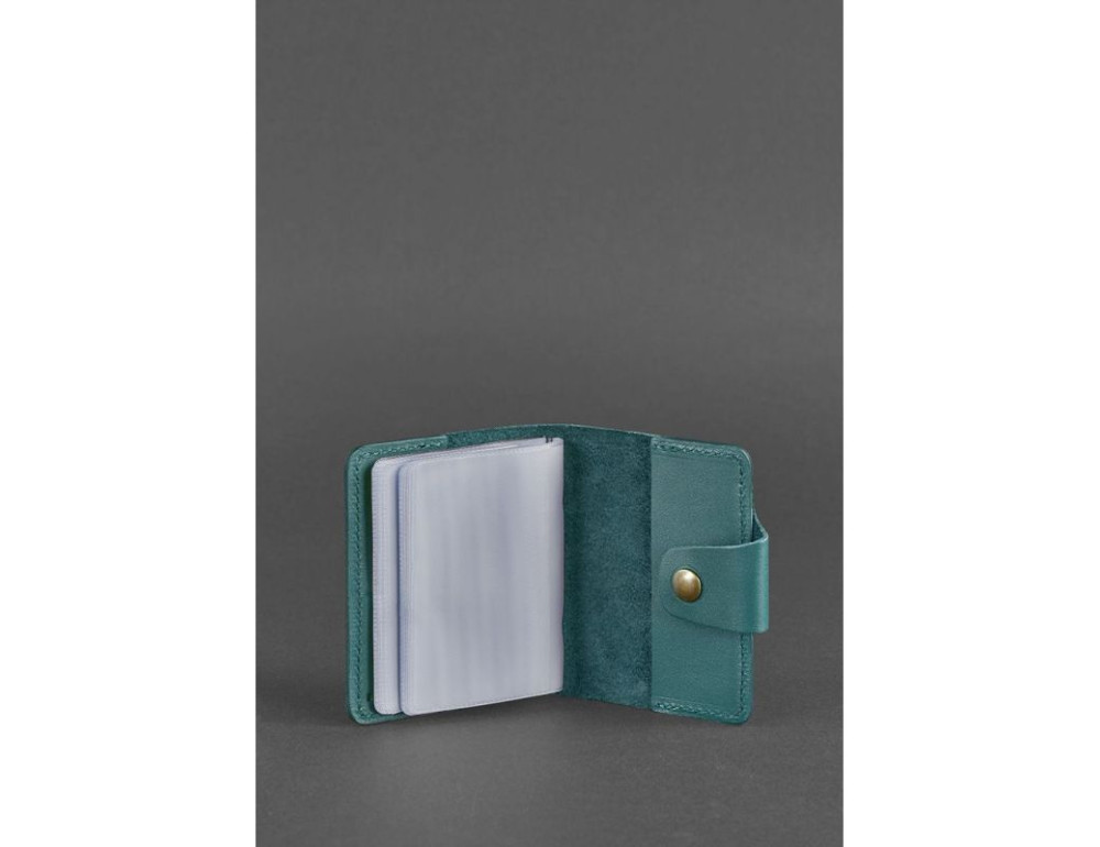 Женский кожаный кард-кейс 7.1 (Книжечка) зеленый Blancnote BN-KK-7-1-malachite - Фото № 3