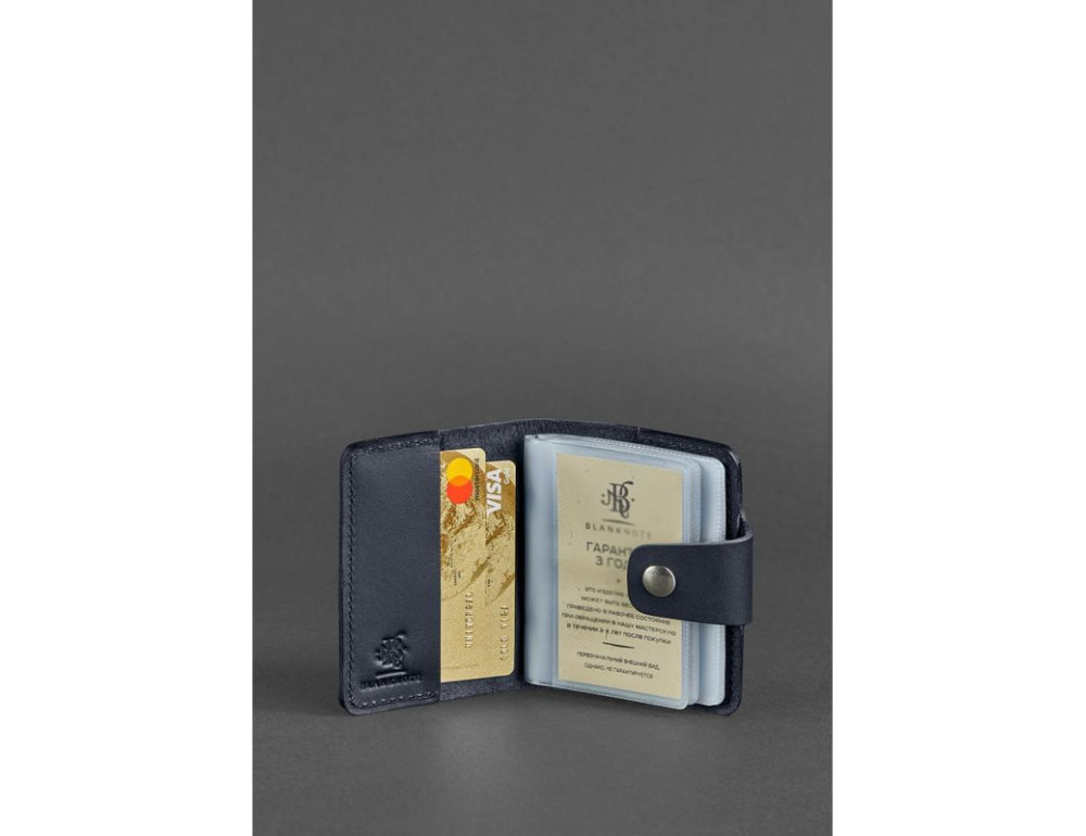 Кожаный кард-кейс 7.1 (Книжечка) темно-синий Blancnote BN-KK-7-1-navy-blue - Фото № 2