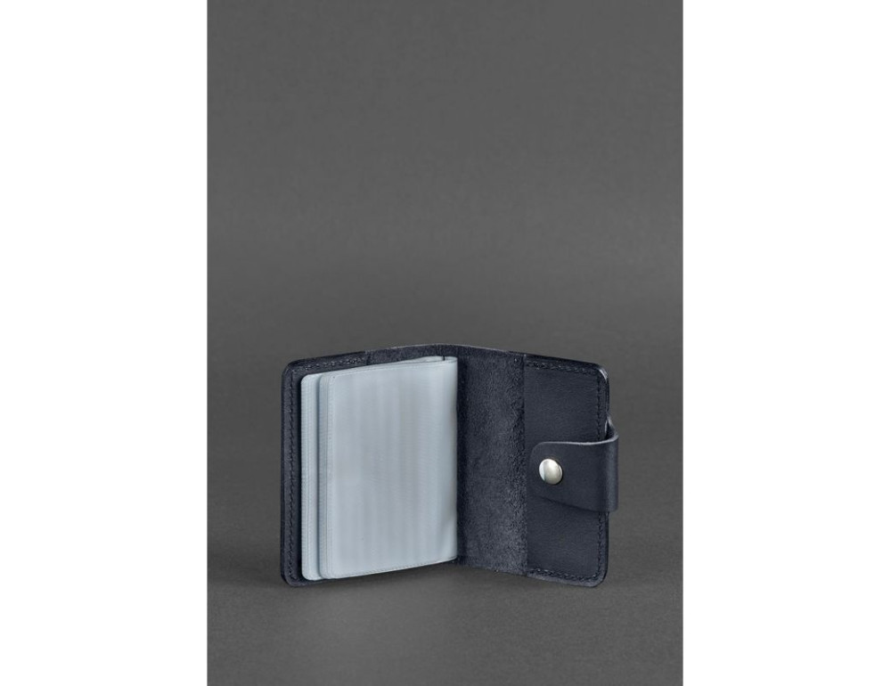 Кожаный кард-кейс 7.1 (Книжечка) темно-синий Blancnote BN-KK-7-1-navy-blue - Фото № 3