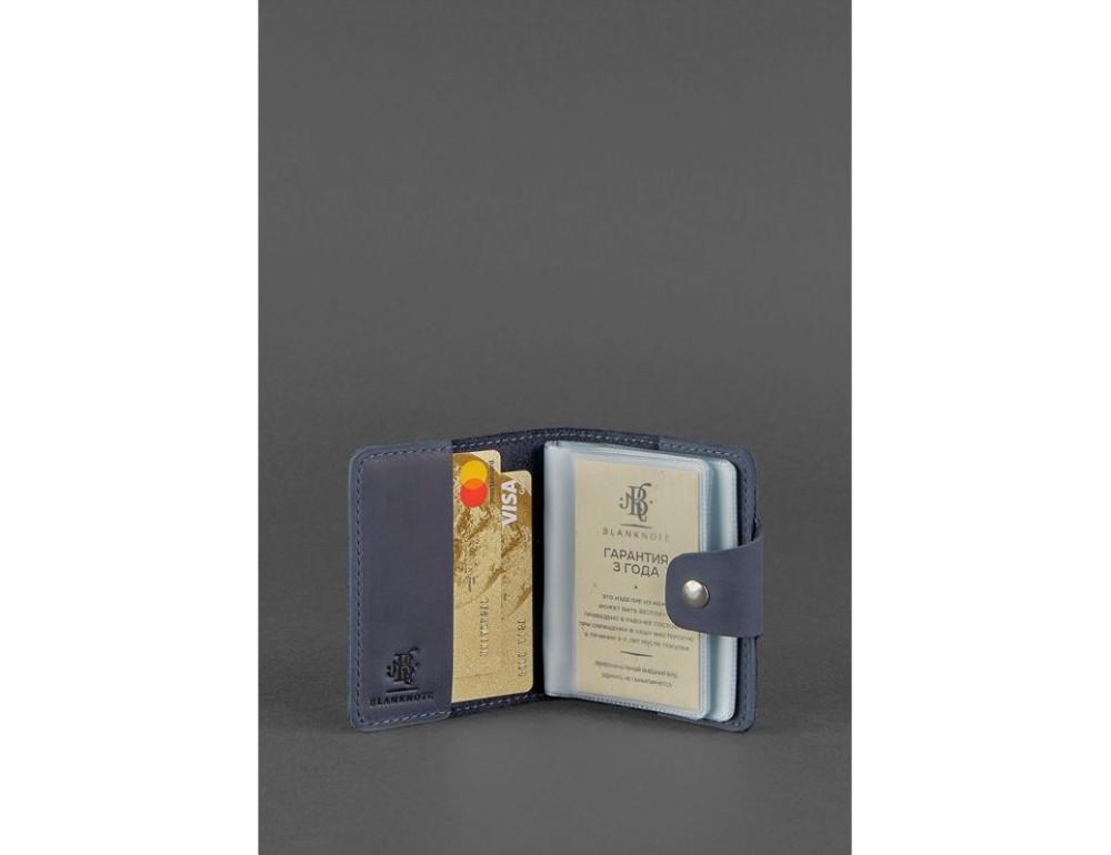 Кожаный кард-кейс 7.1 (Книжечка) синий Blancnote BN-KK-7-1-nn - Фото № 2