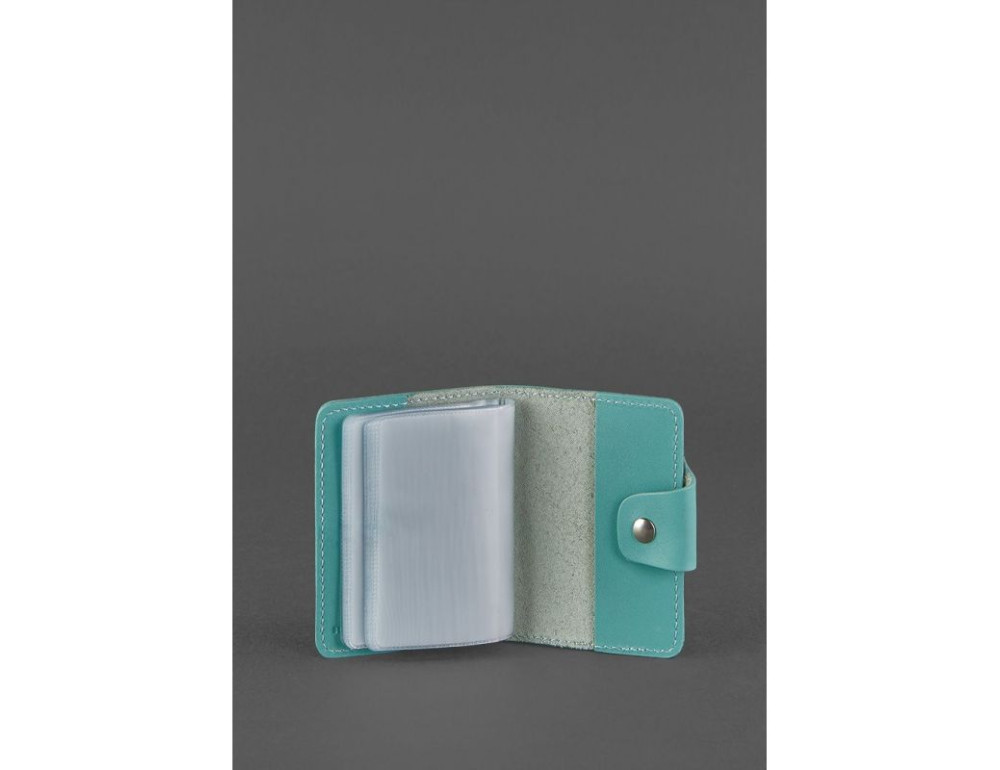 Женский кожаный кард-кейс 7.1 (Книжечка) бирюзовый Blancnote BN-KK-7-1-tiffany - Фото № 3
