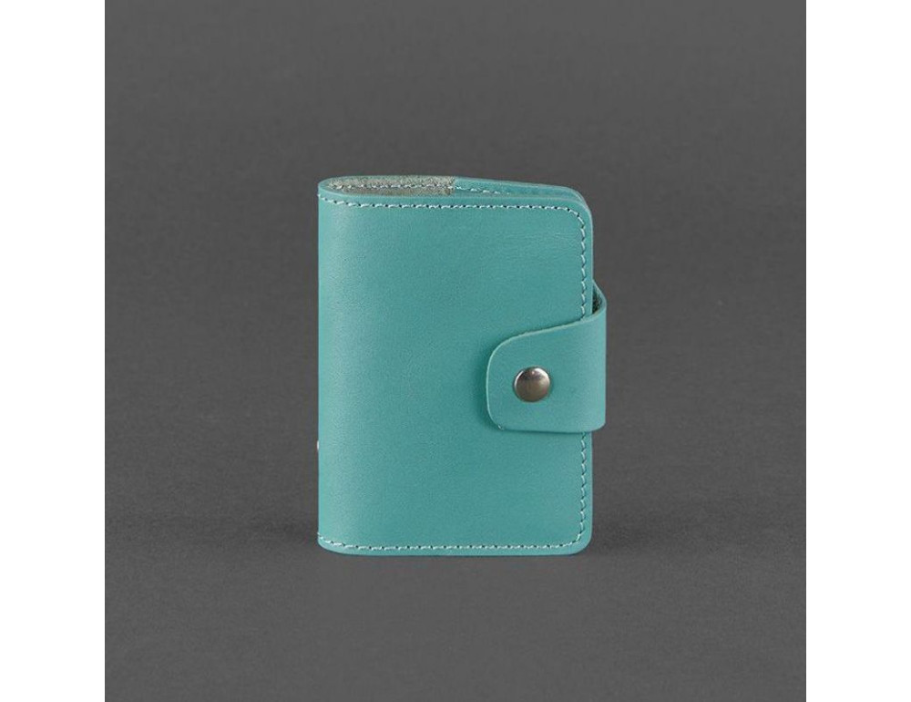 Женский кожаный кард-кейс 7.1 (Книжечка) бирюзовый Blancnote BN-KK-7-1-tiffany - Фото № 5