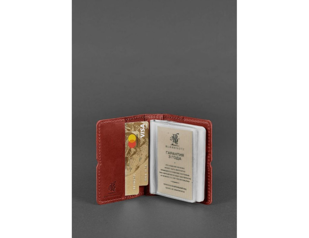 Шкіряний жіночий кард-кейс 7.0 кораловий Crazy Horse Blancnote BN-KK-7-coral - Фотографія № 2