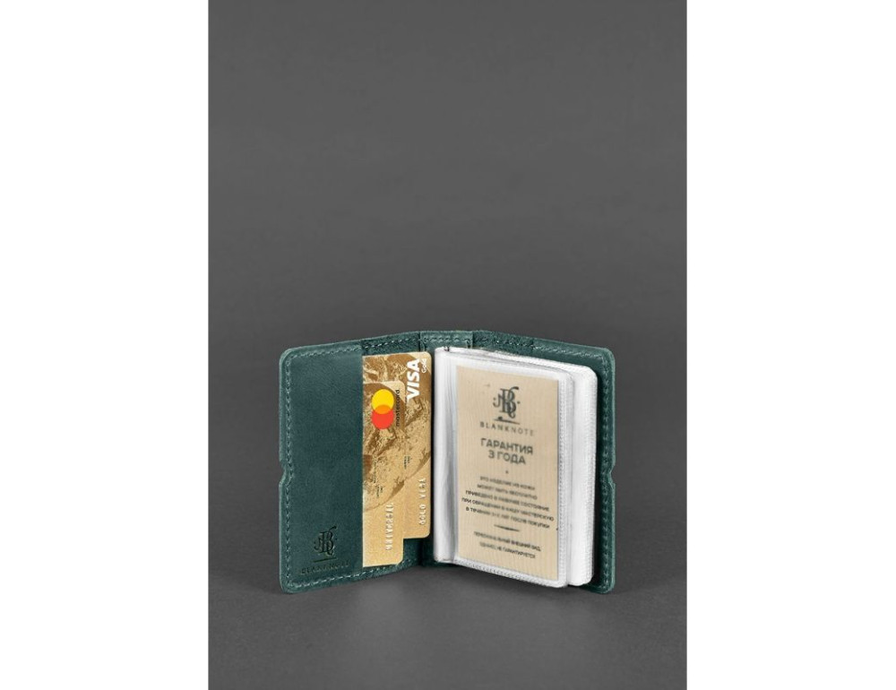 Шкіряний кард-кейс зелений Crazy Horse Blancnote BN-KK-7-iz - Фотографія № 2