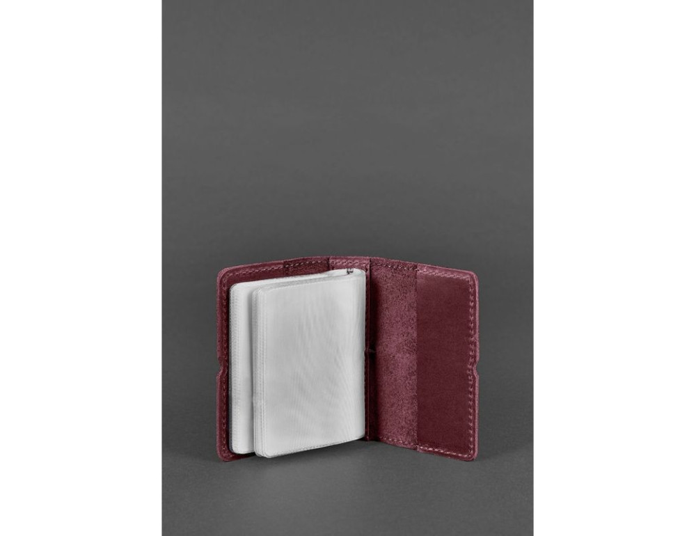 Шкіряний жіночий кард-кейс 7.0 бордовий Crazy Horse Blancnote BN-KK-7-vin-kr - Фотографія № 3