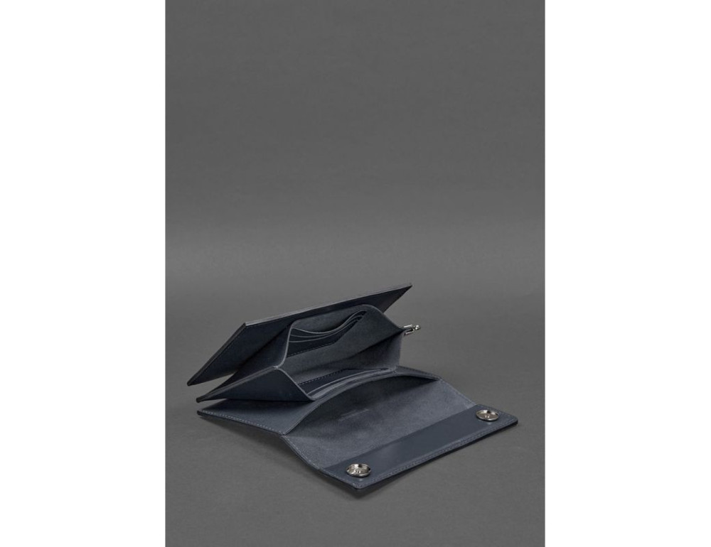 Шкіряний чоловічий клатч-барсетка 3.0 синій краст BN-KLATCH-3-navy-blue - Фотографія № 7