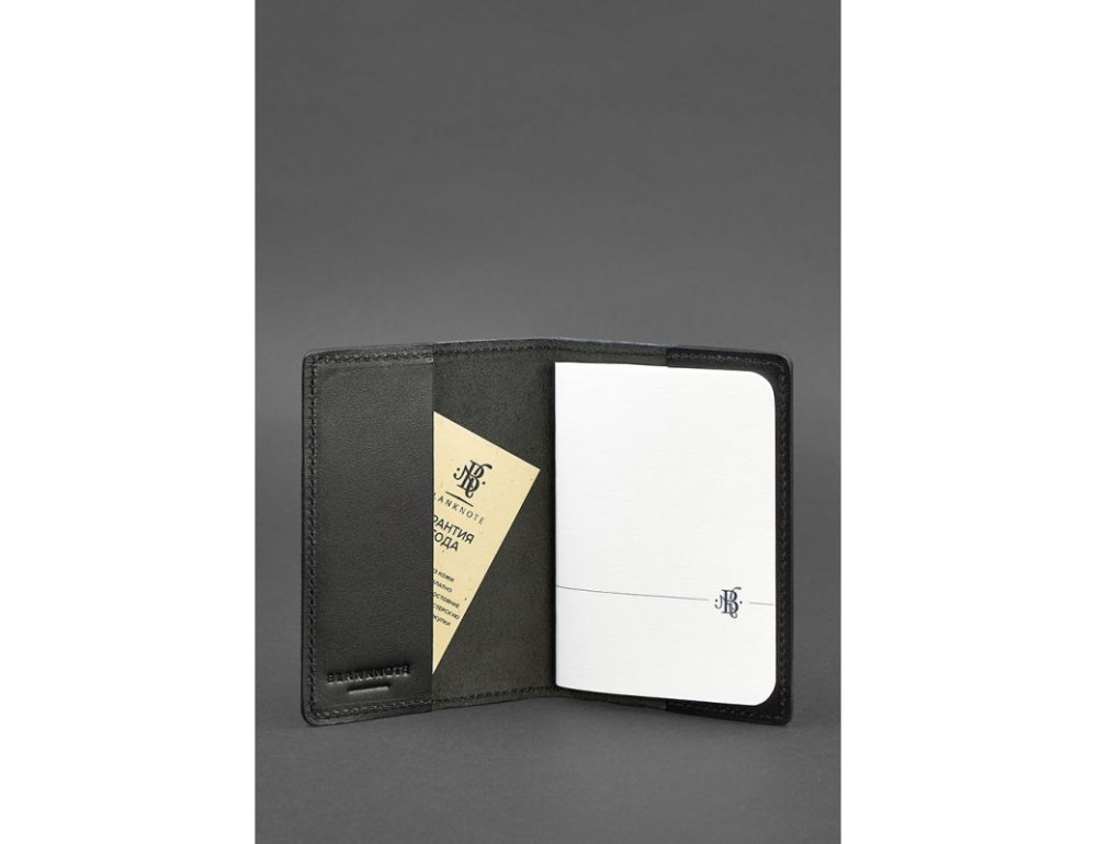 Кожаная обложка для паспорта 1.3 черная Краст Blancnote BN-OP-1-3-g - Фото № 2