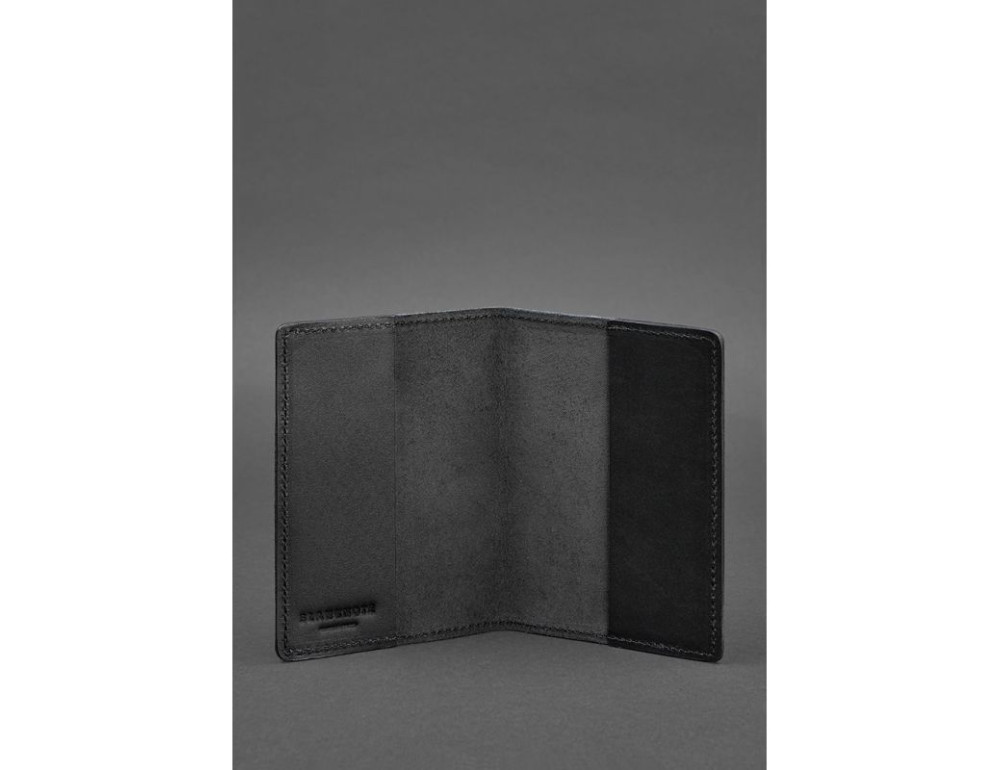 Кожаная обложка для паспорта 1.3 черная Краст Blancnote BN-OP-1-3-g - Фото № 3