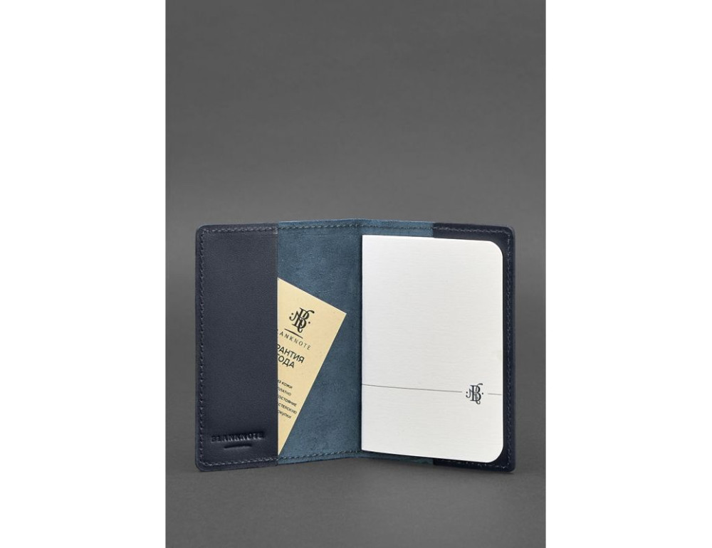 Шкіряна обкладинка для паспорта 1.3 темно-синя Blancnote BN-OP-1-3-navy-blue - Фотографія № 2