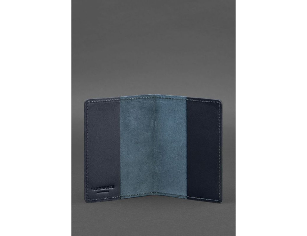 Шкіряна обкладинка для паспорта 1.3 темно-синя Blancnote BN-OP-1-3-navy-blue - Фотографія № 3