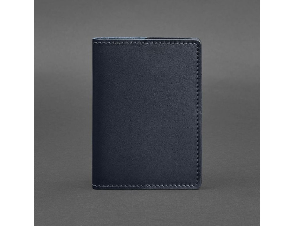 Шкіряна обкладинка для паспорта 1.3 темно-синя Blancnote BN-OP-1-3-navy-blue - Фотографія № 5