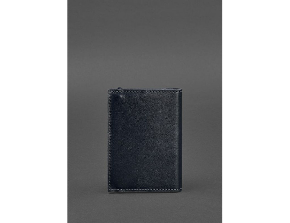 Кожаная обложка для паспорта 1.0 темно-синяя краст BN-OP-1-navy-blue - Фото № 4