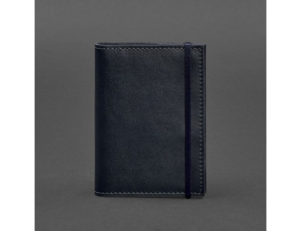 Кожаная обложка для паспорта 1.0 темно-синяя краст BN-OP-1-navy-blue - Фото № 5