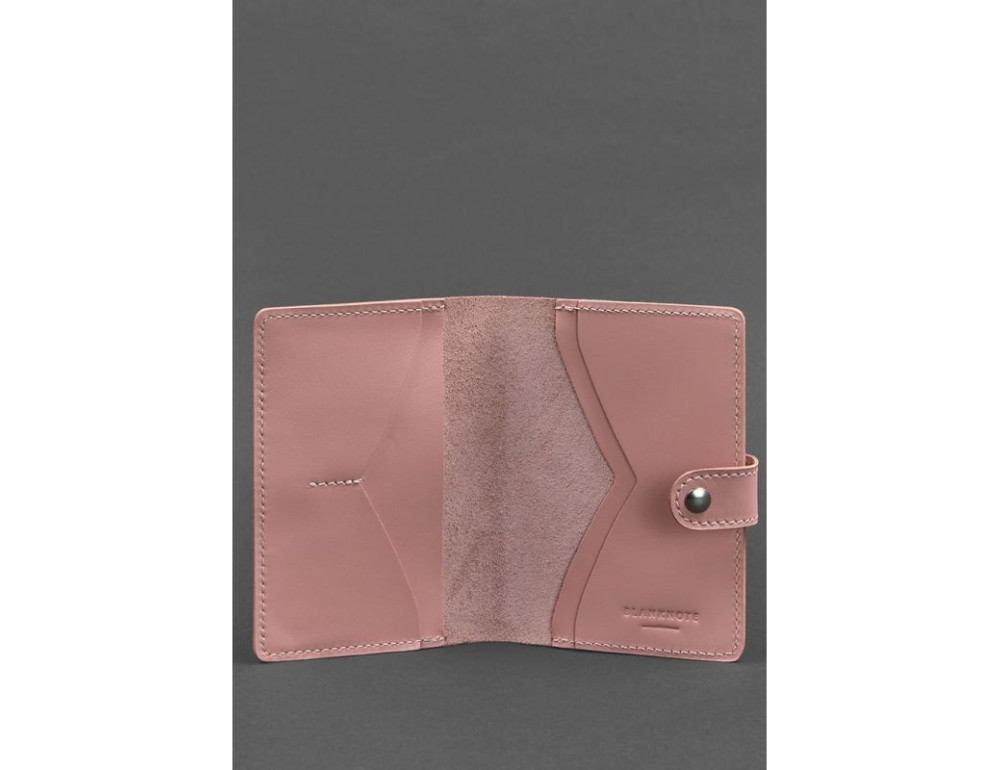 Шкіряна обкладинка для паспорта 3.0 рожева BN-OP-3-pink-peach - Фотографія № 3