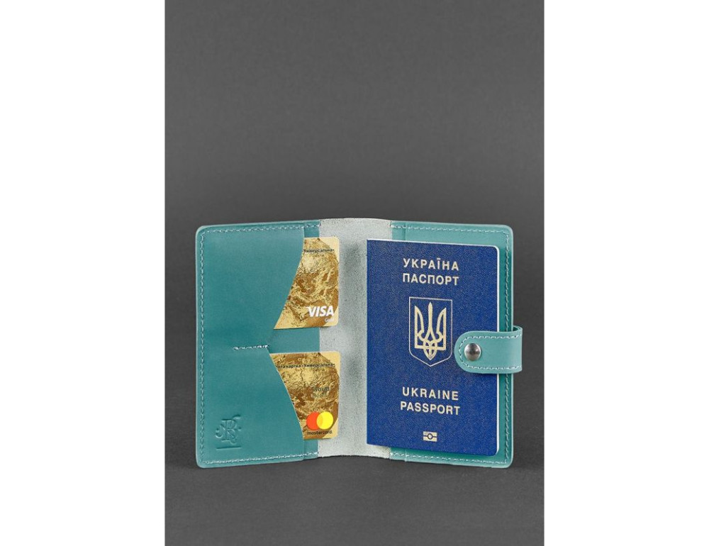Шкіряна обкладинка для паспорта 3.0 бірюзова Blancnote BN-OP-3-tiffany - Фотографія № 2