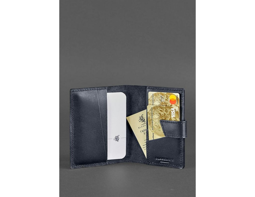 Шкіряна обкладинка для паспорта 4.0 темно-синя Blancnote BN-OP-4-navy-blue - Фотографія № 2