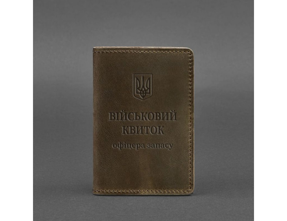 Шкіряна обкладинка для військового квитка офіцера запасу 8.0 темно-коричнева Crazy Horse BN-OP-8-o - Фотографія № 5