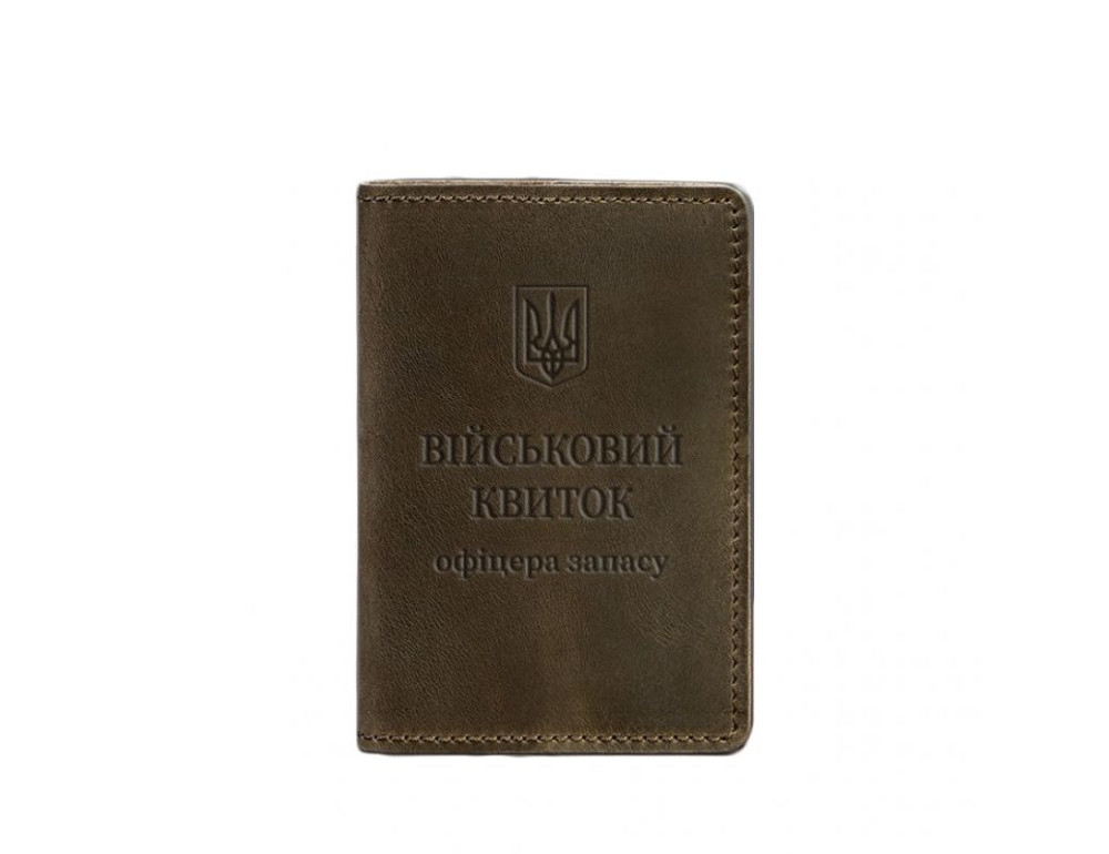 Шкіряна обкладинка для військового квитка офіцера запасу 8.0 темно-коричнева Crazy Horse BN-OP-8-o - Фотографія № 6