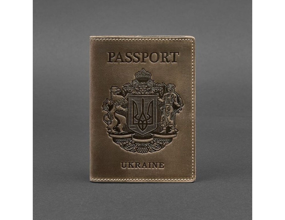 Шкіряна обкладинка для паспорта з українським гербом темно-коричнева Blancnote BN-OP-UA-o - Фотографія № 4