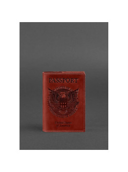 Кожаная обложка для паспорта коралловая с американским гербом Blancnote BN-OP-USA-coral