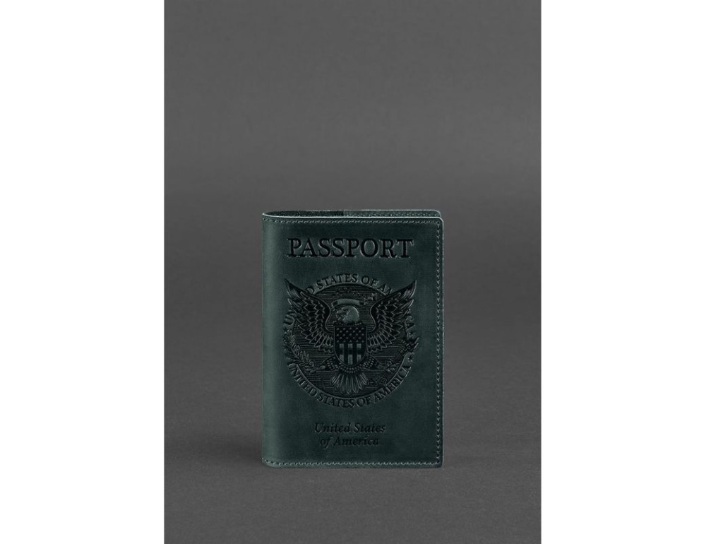 Шкіряна обкладинка для паспорта із американським гербом зелена Blancnote BN-OP-USA-iz - Фотографія № 1 Шкіряна обкладинка для паспорта із американським гербом зелена Blancnote BN-OP-USA-iz - Фотографія № 1
