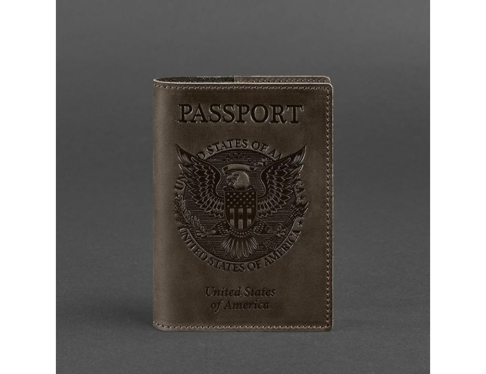 Коричнева обкладинка для паспорта з гербом Blancnote BN-OP-USA-o - Фотографія № 4